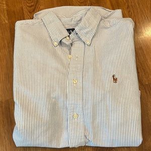 Men’s’ Ralph Lauren blue/white striped shirt